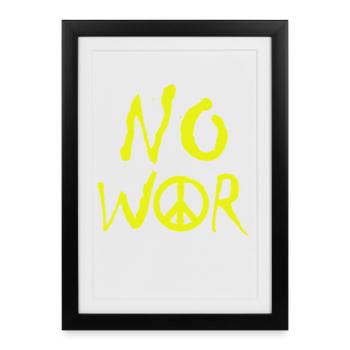 NO WAR – Statement for peace against war - Framed poster (27 × 37 cm) - black - Front