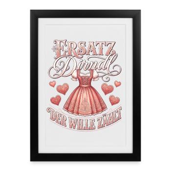 Trachtenshirt Damen Trachten T-Shirt Dirndl Outfit - Gerahmtes Poster (27 × 37 cm) - Schwarz - Vorne