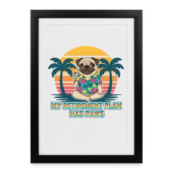 Pension de retraite Dog Pug Pug Paws - Affiche encadrée (27 × 37 cm) - noir - Devant