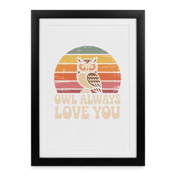 Hiboux chouettes chouette t’aimer toujours Adorer la Saint-Valentin chouette - Affiche encadrée (27 × 37 cm) - noir - Devant