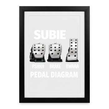 Subie Pedal Diagram - Framed poster (27 × 37 cm) - black - Front