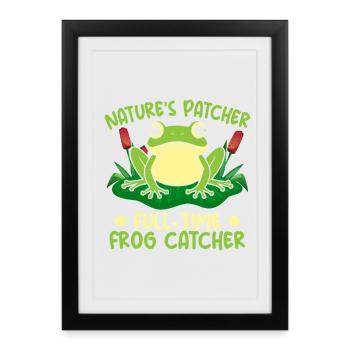 Frog Catcher Nature ́s Patcher Full-Time Catcher - Framed poster (27 × 37 cm) - black - Front