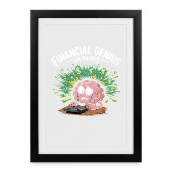 Génie financier en théorie drôle stressé - Affiche encadrée (27 × 37 cm) - noir - Devant