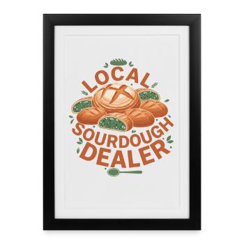 Marchand local de pain au levain Boulanger - Affiche encadrée (27 × 37 cm) - noir - Devant