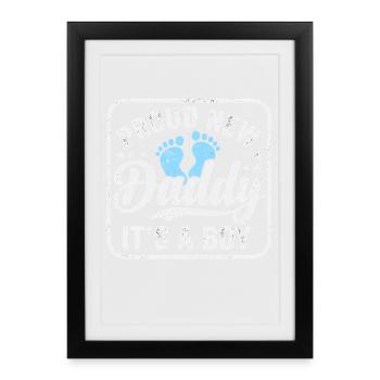 Expectant dad & father, birth son boy - Framed poster (27 × 37 cm) - black - Front