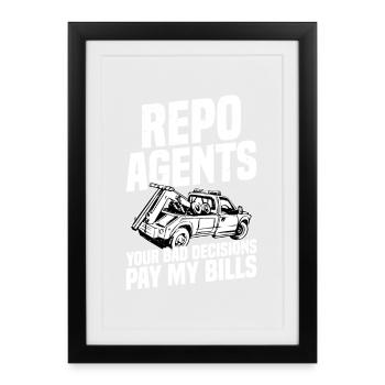 Agent de saisie Recouvrement de voiture Récupération d’actifs - Affiche encadrée (27 × 37 cm) - noir - Devant