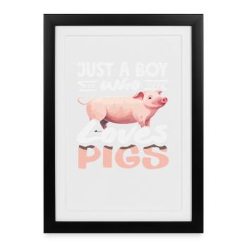Juste un garçon qui adore la ferme de cochons - Affiche encadrée (27 × 37 cm) - noir - Devant
