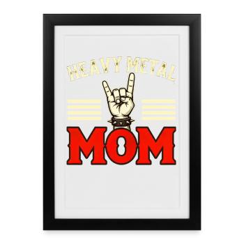Maman Heavy Metal – Rock Hand | Metal Mama - Affiche encadrée (27 × 37 cm) - noir - Devant