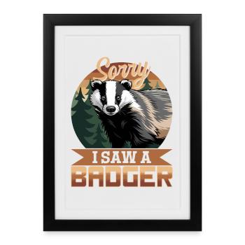 Blaireau animal drôle - Affiche encadrée (27 × 37 cm) - noir - Devant
