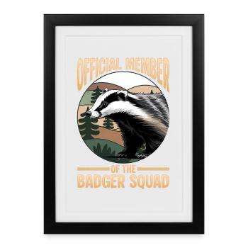 Blaireau animal drôle - Affiche encadrée (27 × 37 cm) - noir - Devant