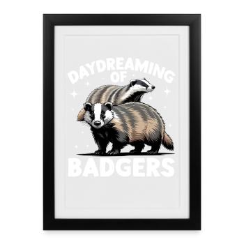 Funny Animal Badger - Framed poster (27 × 37 cm) - black - Front