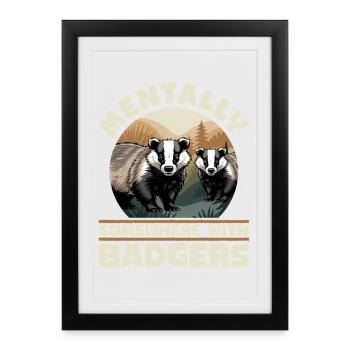 Funny Animal Badger - Framed poster (27 × 37 cm) - black - Front