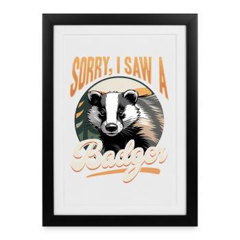 Blaireau animal drôle - Affiche encadrée (27 × 37 cm) - noir - Devant