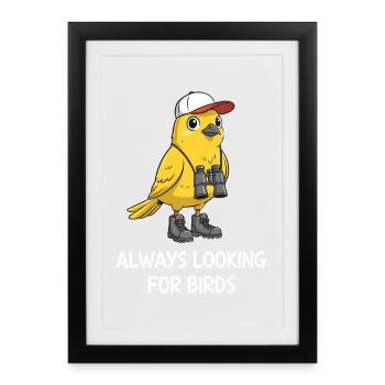 Bird Watching Birding Bird Watcher Bird Nerd - Framed poster (27 × 37 cm) - black - Front