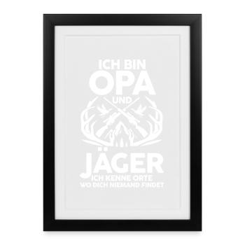 Opa Großvater Jagd Jagen Waidmann Jäger - Gerahmtes Poster (27 × 37 cm) - Schwarz - Vorne