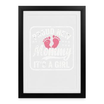 Future maman et mère enceinte, fille biologique - Affiche encadrée (27 × 37 cm) - noir - Devant