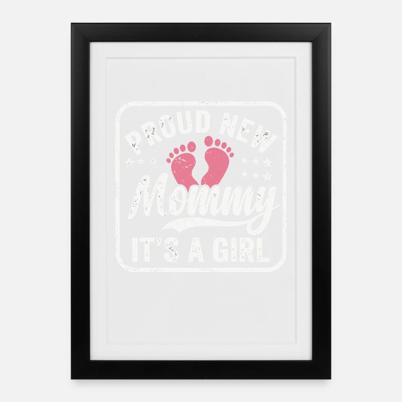 Gravid mor & mor, fødedatter pige - Indrammet plakat (27 × 37 cm) - sort