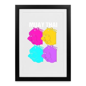 Boxe thaïlandaise kickboxer kickboxing Muay thaï - Affiche encadrée (27 × 37 cm) - noir - Devant