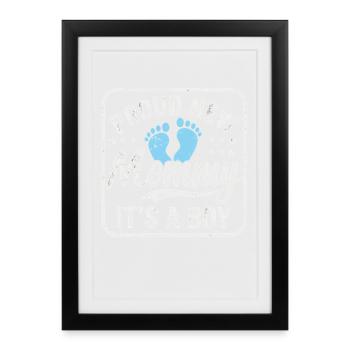 Future maman et mère, fils biologique garçon - Affiche encadrée (27 × 37 cm) - noir - Devant