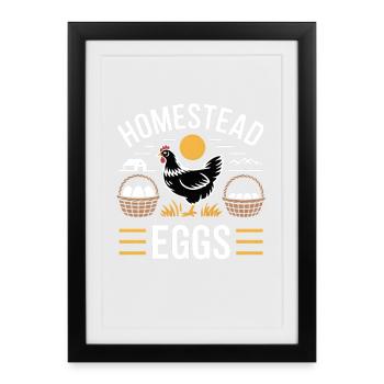 Homestead Eggs Chicken Holder Chicken - Framed poster (27 × 37 cm) - black - Front