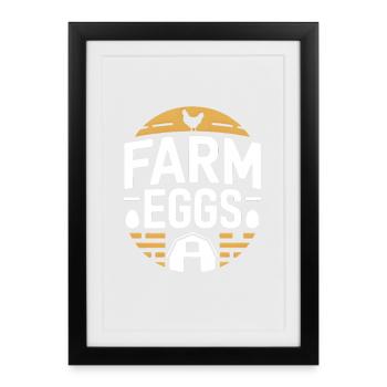 Farm Eggs Chicken Holder Chicken - Framed poster (27 × 37 cm) - black - Front