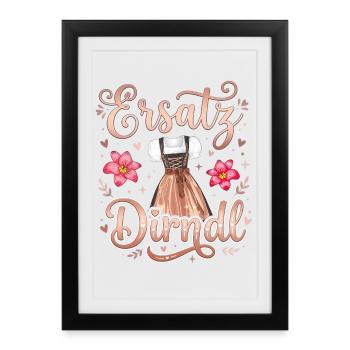 Trachtenshirt Damen Ersatz Dirndl Shirt Trachten - Gerahmtes Poster (27 × 37 cm) - Schwarz - Vorne