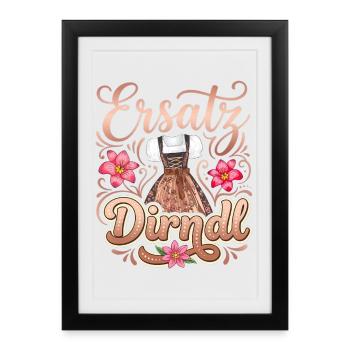 Dirndl Outfit Tracht T-Shirt Damen Trachtenshirt - Gerahmtes Poster (27 × 37 cm) - Schwarz - Vorne