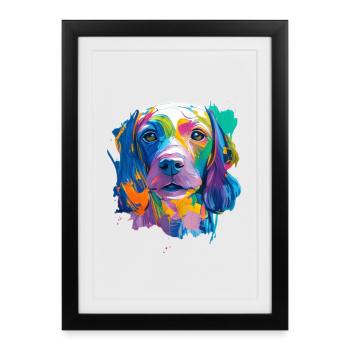 Vizsla Dog Pop Art Portrait Colourful Pet Art - Framed poster (27 × 37 cm) - black - Front