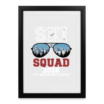 Ski Squad Vacances de ski 2026 - Affiche encadrée (27 × 37 cm) - noir - Devant