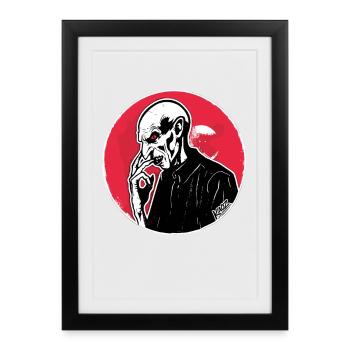 Silhouette de zombie cramoisi - Affiche encadrée (27 × 37 cm) - noir - Devant