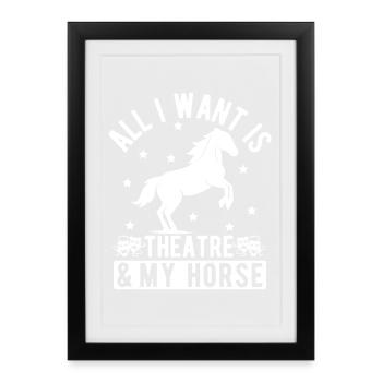 Théâtre Tout Ce que je veux : Mon cadeau musical cheval et acteur - Affiche encadrée (27 × 37 cm) - noir - Devant