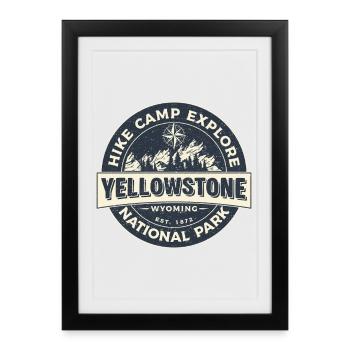 Camping de randonnée Explorer le parc national de Yellowstone - Affiche encadrée (27 × 37 cm) - noir - Devant