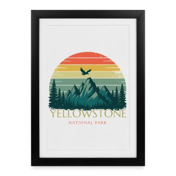 Parc national de Yellowstone - Affiche encadrée (27 × 37 cm) - noir - Devant