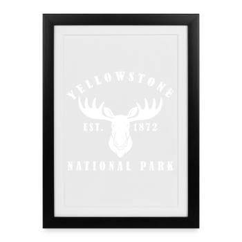 Parc national de Yellowstone Créé en 1872 - Affiche encadrée (27 × 37 cm) - noir - Devant