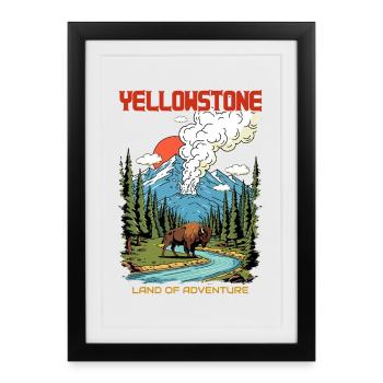 Parc national de Yellowstone Terre de l’Aventure - Affiche encadrée (27 × 37 cm) - noir - Devant