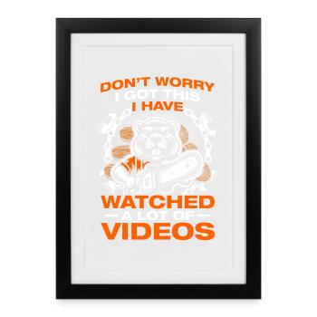 I got this Holz machen Kettensäge Holzfäller - Gerahmtes Poster (27 × 37 cm) - Schwarz - Vorne