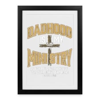 Être papa est mon ministère Papa béni Croix de Dieu - Affiche encadrée (27 × 37 cm) - noir - Devant