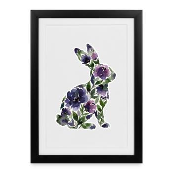 Fleurs en forme de lapin - Affiche encadrée (27 × 37 cm) - noir - Devant