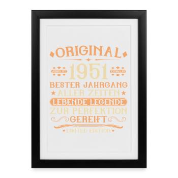1951 Geboren Lebende Legende 75. Geburtstag - Gerahmtes Poster (27 × 37 cm) - Schwarz - Vorne