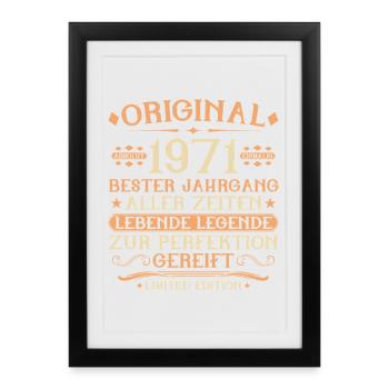 1971 Geboren Lebende Legende 55. Geburtstag - Gerahmtes Poster (27 × 37 cm) - Schwarz - Vorne