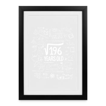 Square Root of 196 14th Birthday 14 Years Old Math - Framed poster (27 × 37 cm) - black - Front