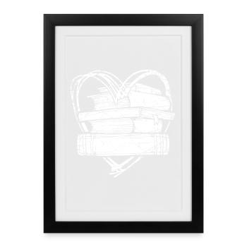 Love Books Reading - Affiche encadrée (27 × 37 cm) - noir - Devant