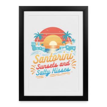 Couchers de soleil de Santorin et baisers salés - Affiche encadrée (27 × 37 cm) - noir - Devant