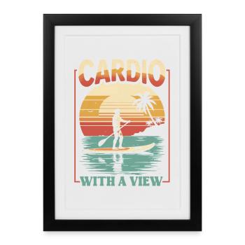 Cardio debout avec vue - Affiche encadrée (27 × 37 cm) - noir - Devant
