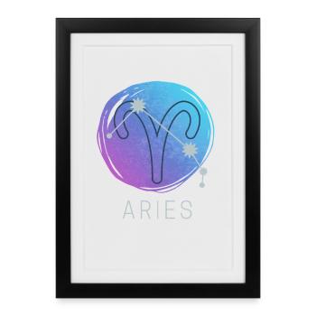 Aries Zodiac Horoscope Zodiac Sign - Framed poster (27 × 37 cm) - black - Front