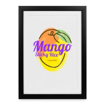 Riz gluant à la mangue pour les amateurs de gastronomie de fête en Thaïlande - Affiche encadrée (27 × 37 cm) - noir - Devant