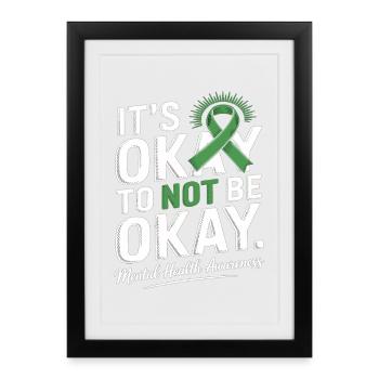 Sensibilisation à la santé mentale – C’est normal, pas acceptable - Affiche encadrée (27 × 37 cm) - noir - Devant