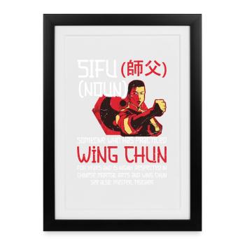  Wing Chun Wooden Dummy Training Martial Arts Wing - Framed poster (27 × 37 cm) - black - Front