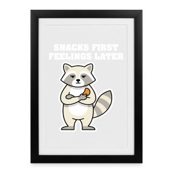 EN-CAS, PREMIERS SENTIMENTS PUIS RATON LAVEUR - Affiche encadrée (27 × 37 cm) - noir - Devant
