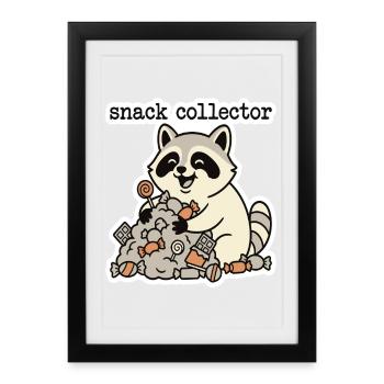 Snack Collector Raccoon Motif - Framed poster (27 × 37 cm) - black - Front